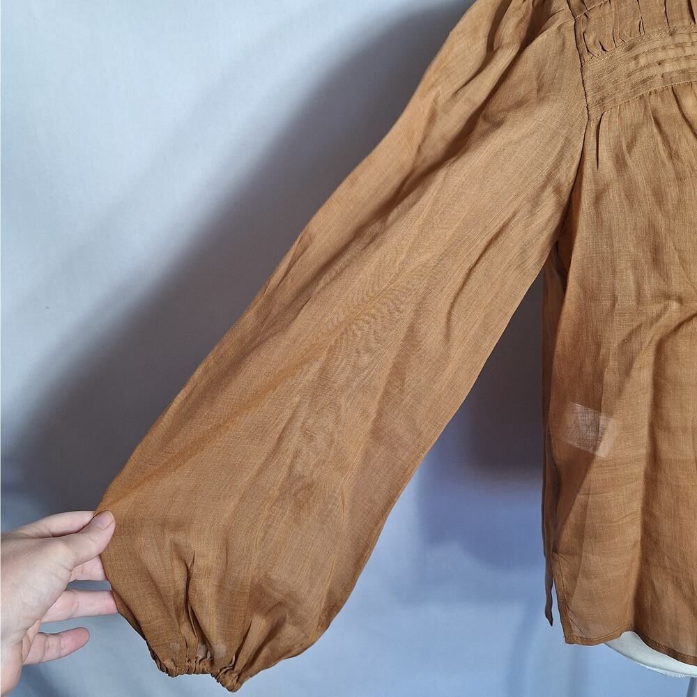 Tommy Bahama Button Up Blouse Balloon Sleeve Ramie XS Womens - Picture 6 of 12